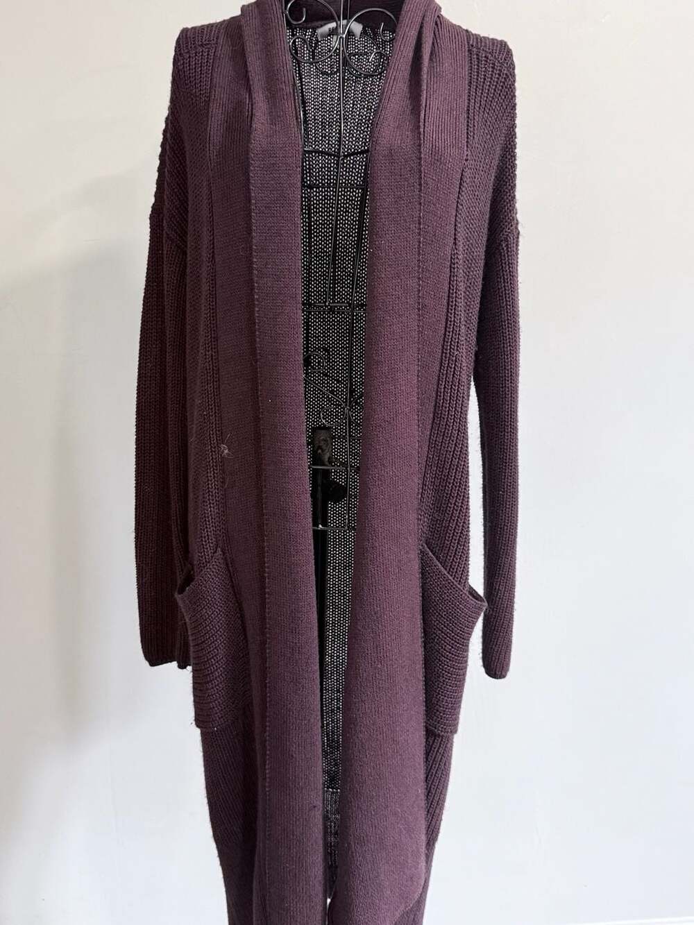 Kenneth Cole Reaction Women's Deep Purple Open-Front Long Cardigan Sweater